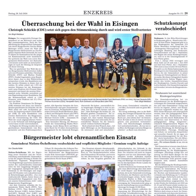 Vergange Woche wurden die ausscheidenden Gemeinderäte und Gemeinderätinnen verabschiedet und die neuen Gemeinderäte und Gemeinderätinnen verpflichtet. Anbei der Bericht über die letzte Sitzung. 

Wir bedanken uns bei den ausscheidenden Gemeinderäten und Gemeinderätinnen für Ihr jahrelanges Engagement!

Den neu verpflichteten Gemeinderäten und Gemeinderätinnen wünsche wir viel Erfolg bei Ihrer Aufgabe!

#gemeinde #gemeindeeisingen #neuergemeinderat #Verabschiedung #DankefürEuerEngagement